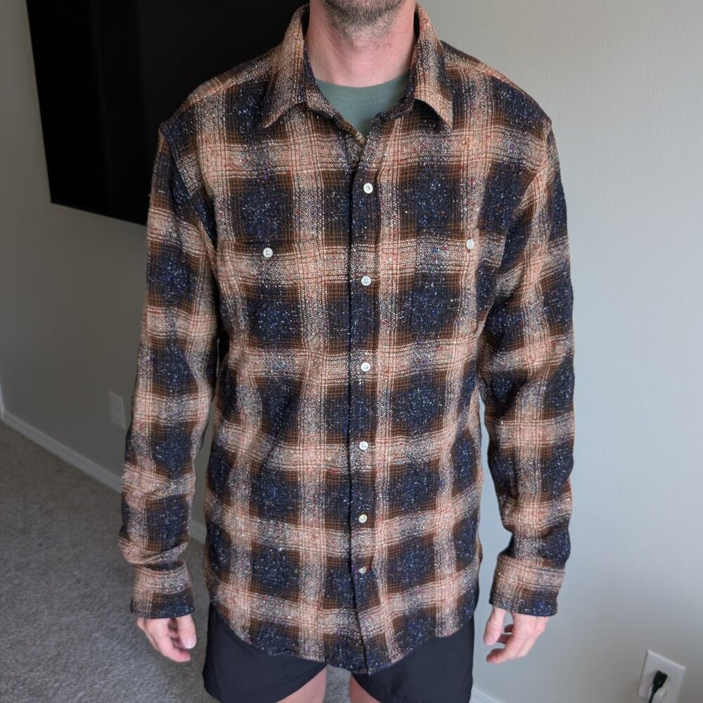 Gustin #1207 Men's Rainbow Nep Rustic Wool Shirt - Gold Wheat XL